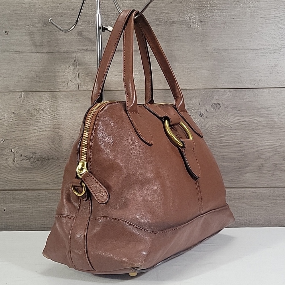 Frye Brown Leather Top-Handle Satchel Handbag - Picture 3 of 15